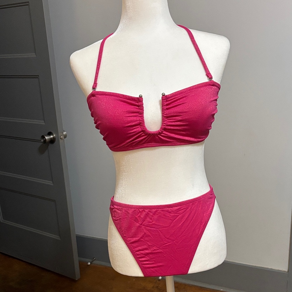 Cupshe Hot Pink Bikini Set